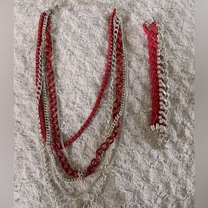 Red chain necklace bracelet